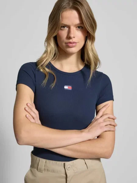 Koszulka Tommy Jeans ze stretchu niebieska