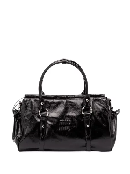 Кожаный топ Miu Miu черно