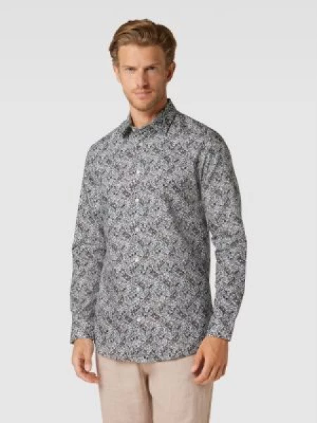 Koszula casualowa o kroju slim fit ze wzorem na całej powierzchni model ‘ETHAN’ Selected Homme biała