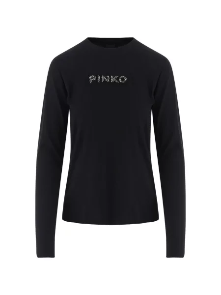 Lung tricou Pinko cu autograf negru