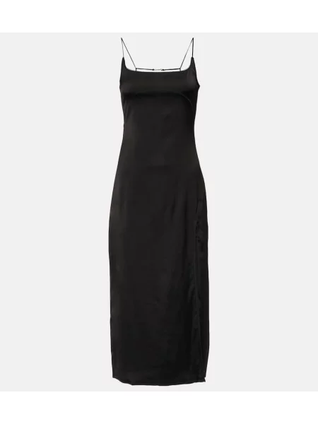 Rochie midi Jacquemus din satin până la genunchi de costum negru
