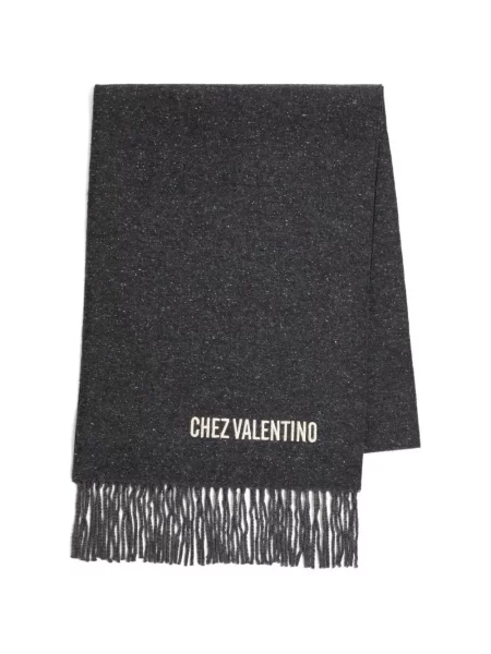 Fular Valentino Garavani cu broderie de lână gri