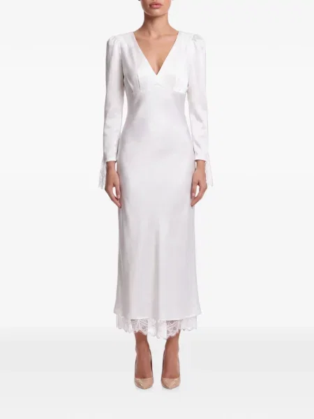 Rochie midi Post Meridiem din dantelă alb