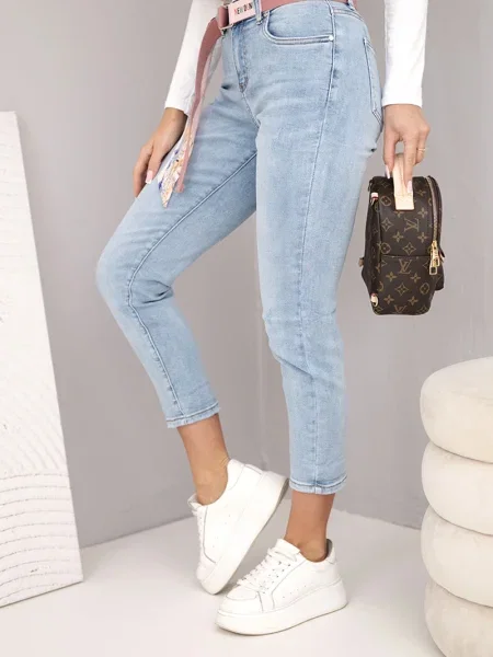 Jeansy Kesi Włoski z wysoką talią białe