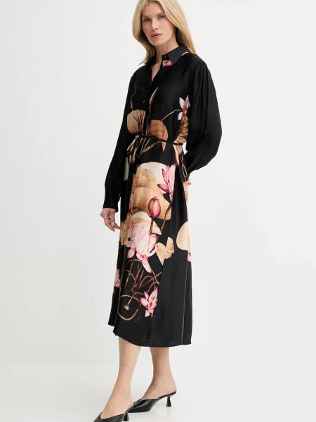 Answear Lab rochie midi evazată negru