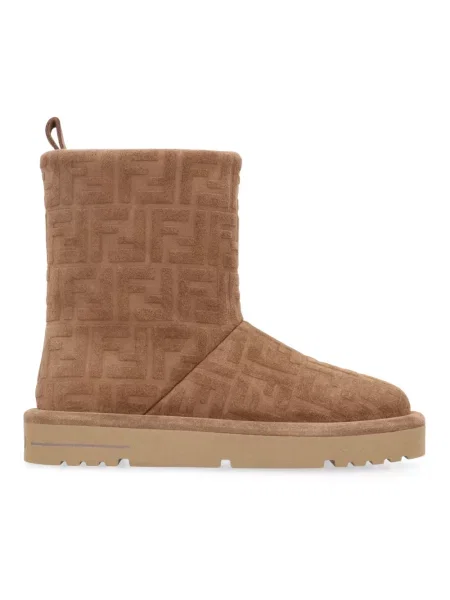 Botki Fendi skórzane brązowe