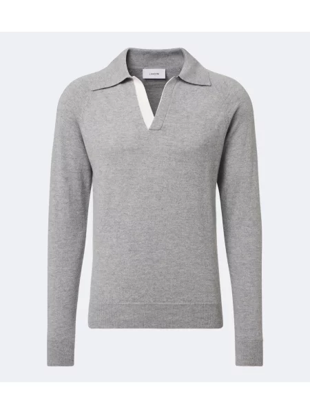 Tricou polo Lardini de lână gri