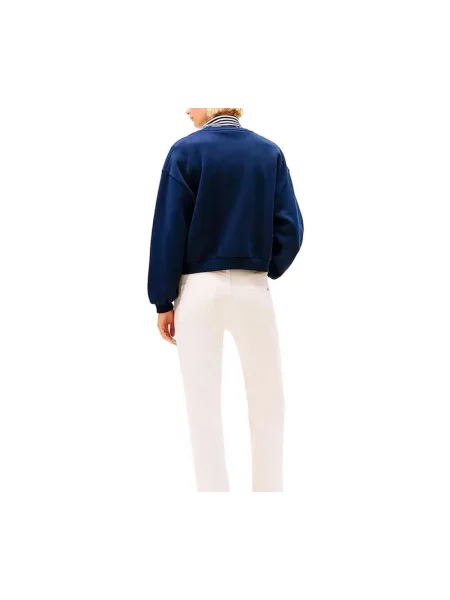 Hanorac din fleece Tommy Hilfiger din fleece albastru