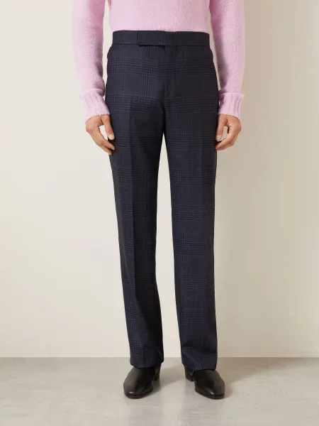 Tom Ford Oblekové Kalhoty Střih Regular Fit uuc navy multicolor námořnictvo