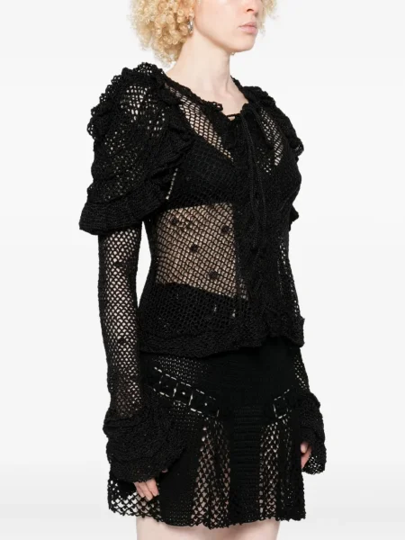Top Judy Turner cu volane negru
