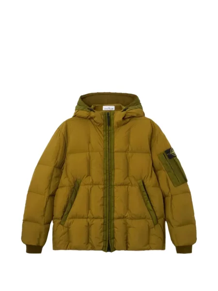 Geacă cu puf Stone Island cu strasuri verde
