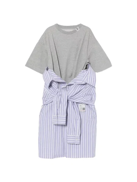 Sukienka midi Molly Goddard w paski do kolan garniturowa szara