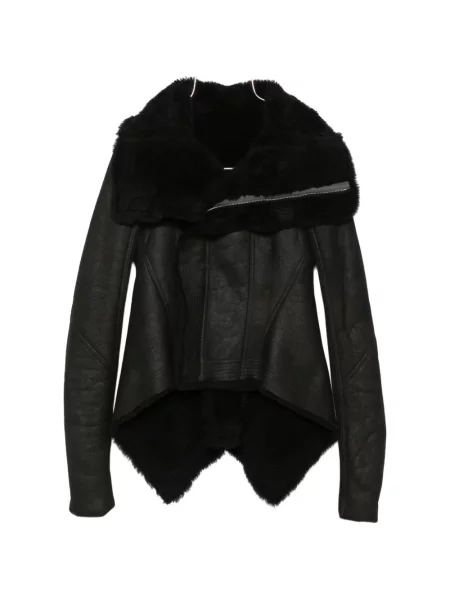 Geacă Rick Owens asimetrică din piele de oaie negru