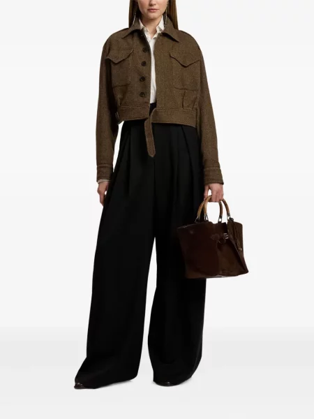 Плисирани панталон Ralph Lauren Collection черно