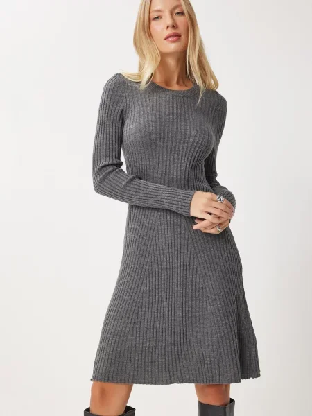 Happiness İstanbul Rochie tricotat gri