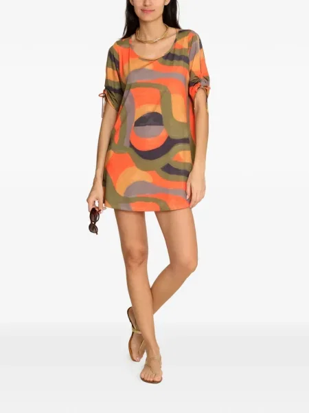 Sukienka Lygia & Nanny w abstrakcyjne wzory garniturowa pomarańczowa