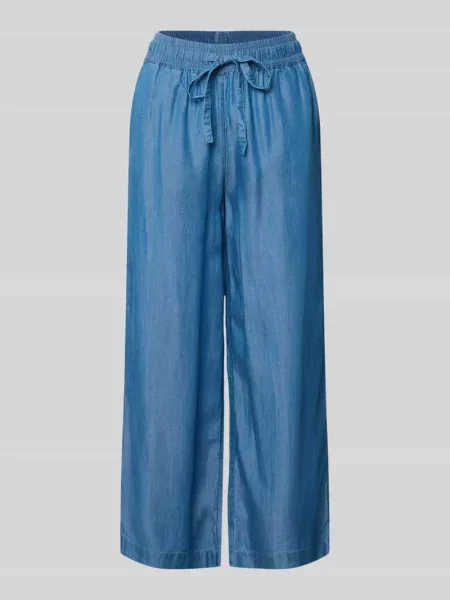 Spodnie materiałowe o kroju wide fit z czystego lyocellu w tkaninie stylizowanej na denim Soyaconcept niebieskie