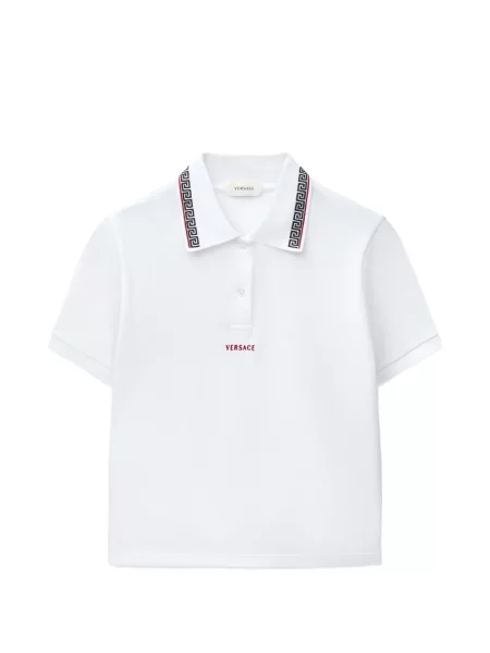 Tricou polo Versace cu autograf alb