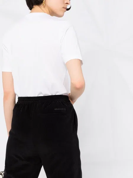 Manšestrové pruhované kalhoty Dsquared2 černé