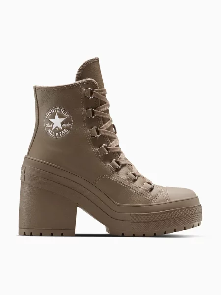 Кожени боти Converse Chuck 70 De Luxe Heel с дебел с лека изолация кафяво
