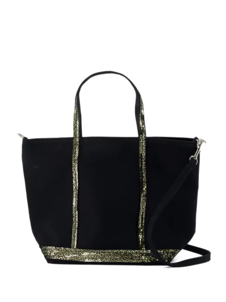 Geantă shopper Vanessa Bruno cu paiete din canvas negru