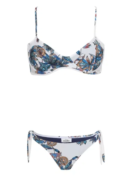 Bikini Amir Slama cu model floral cu imagine alb