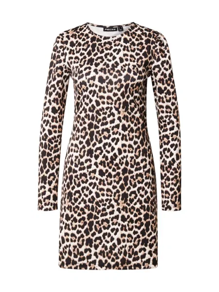 PIECES Rochie ecru / brocart negru