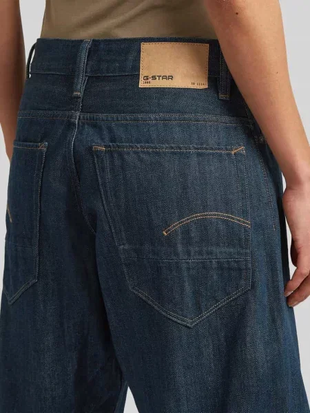 Jeansy o kroju barrel fit z czystej bawełny w 5 kieszeni G-star Raw granatowe