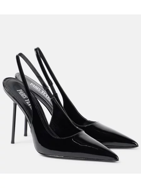 Pantofi cu toc Paris Texas din piele slingback negru