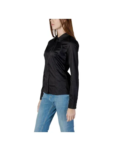 Hosszú ujjú hosszú ing Guess Jeans fekete