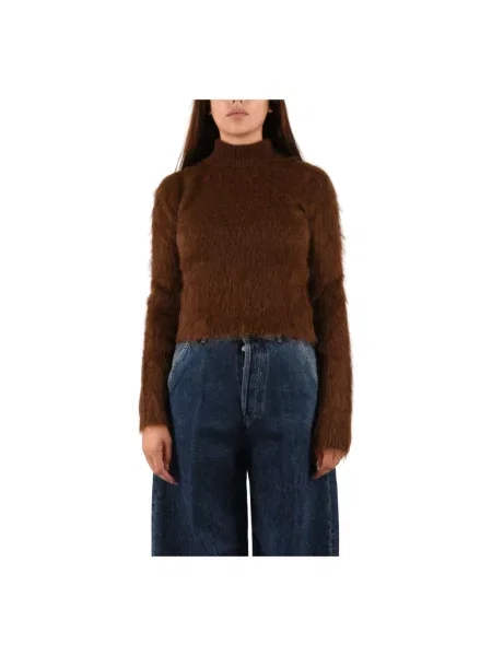 Sweter z golfem Dondup wełniany do golfa brązowy