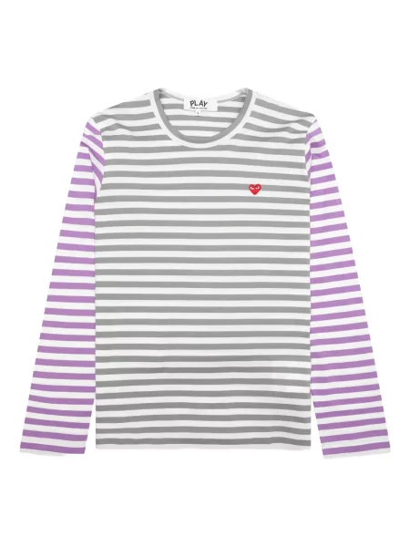 Tricou Comme Des Garcons Play cu dungi lung gri