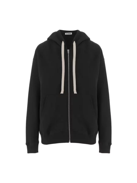 Bluza z kapturem Jil Sander z kapturem z logo czarna