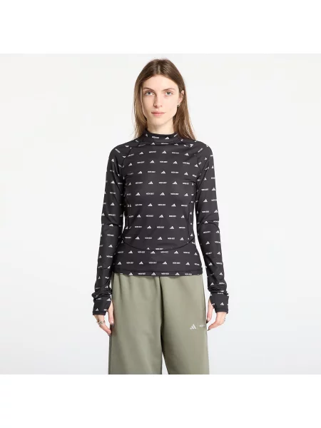 Hosszú ujjú hosszú maxi ruha Adidas Performance fekete