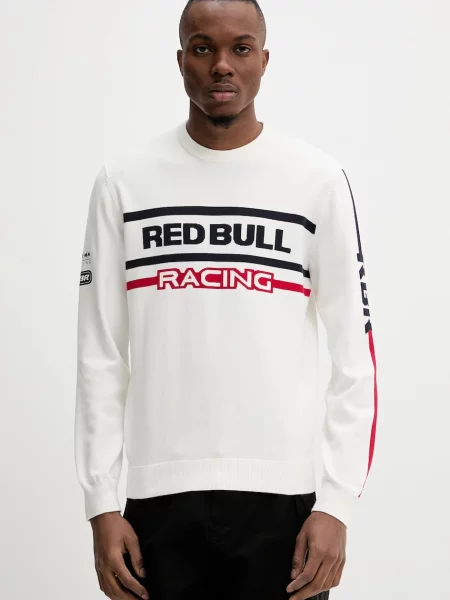 Bombažen pulover Red Bull Racing x Pepe Jeans KNITTED MOTO CREW bež