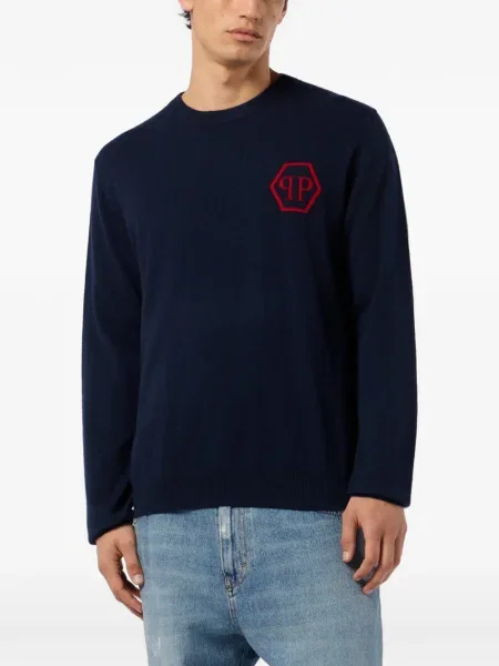 Pulover Philipp Plein din jacard albastru