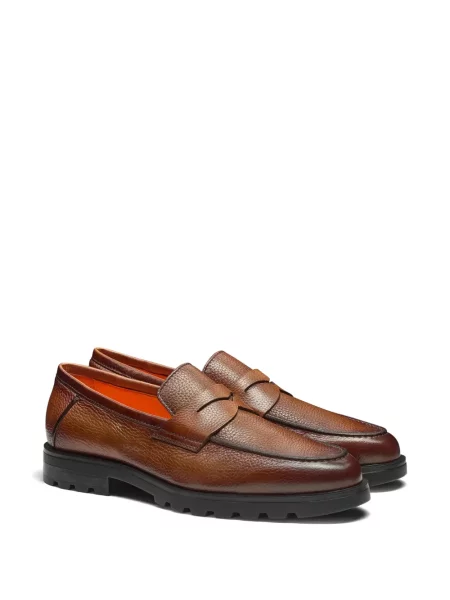 Pantofi loafer Santoni din piele maro