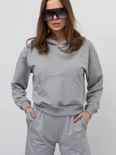 Женское однотонное худи сіра