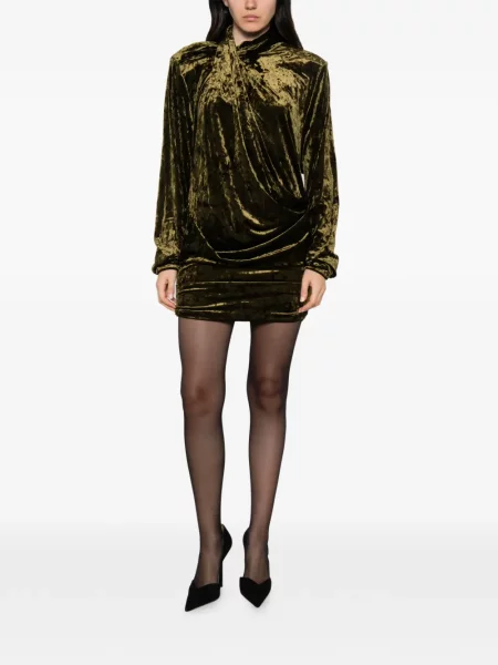 Rochie mini Entire Studios de catifea drapată verde