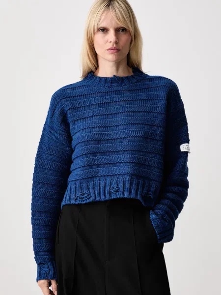 Maison Margiela πουλόβερ με μαλλί γυναικείο μπλε
