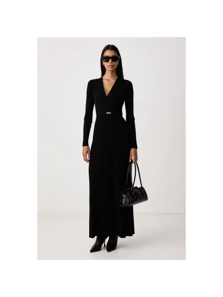 Sukienka maxi Twinset kopertowa czarna