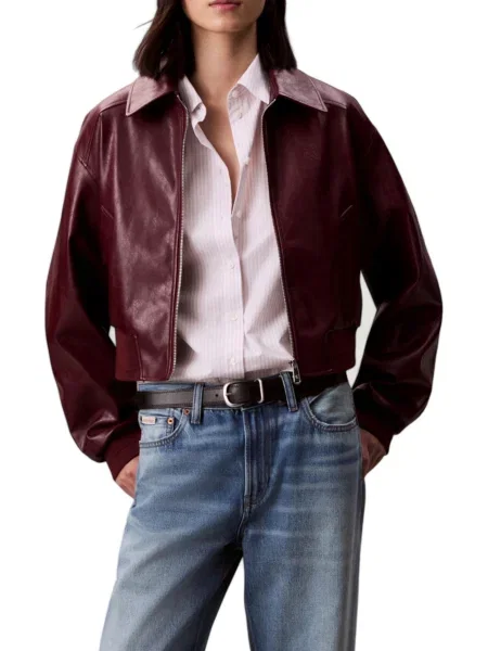 Kurtka skórzana Calvin Klein biała