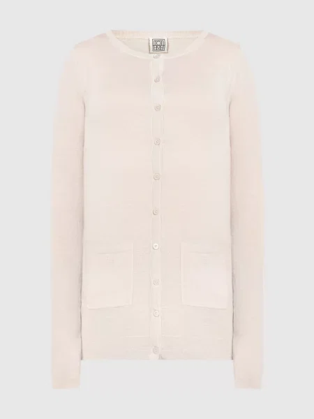 Світло-бежевий кардиган із вовни з вишивкою логотипу Toteme бежевий
