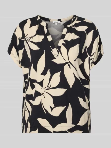 T-shirt z mieszanki o kroju relaxed fit S.oliver Red Label czarna