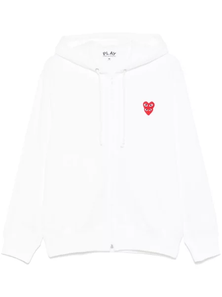Hanorac cu glugă Comme Des Garcons Play cu motiv cu inimi alb