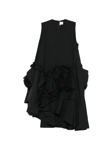 Rochie midi Noir Kei Ninomiya cu volane asimetrică negru