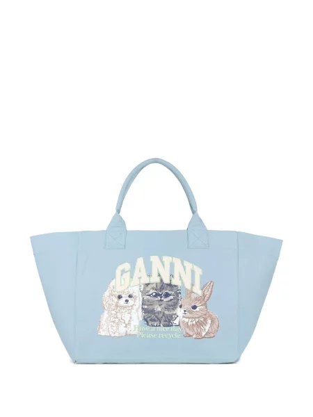 Geantă shopper Ganni albastru