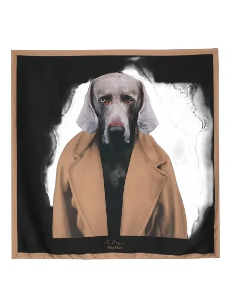 Fular Max Mara de mătase cu imagine negru