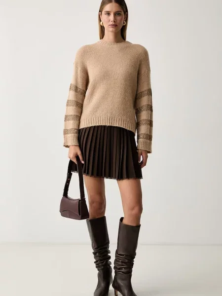 Twinset fustă plisată maro