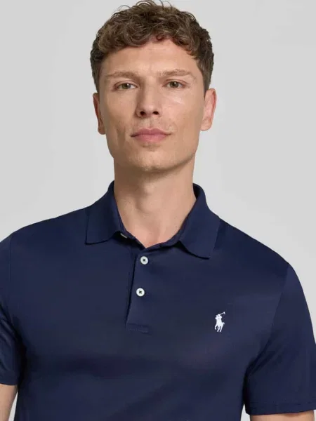 Koszulka polo Ralph Lauren Tailored Knit granatowa krótki rękaw S niebieska